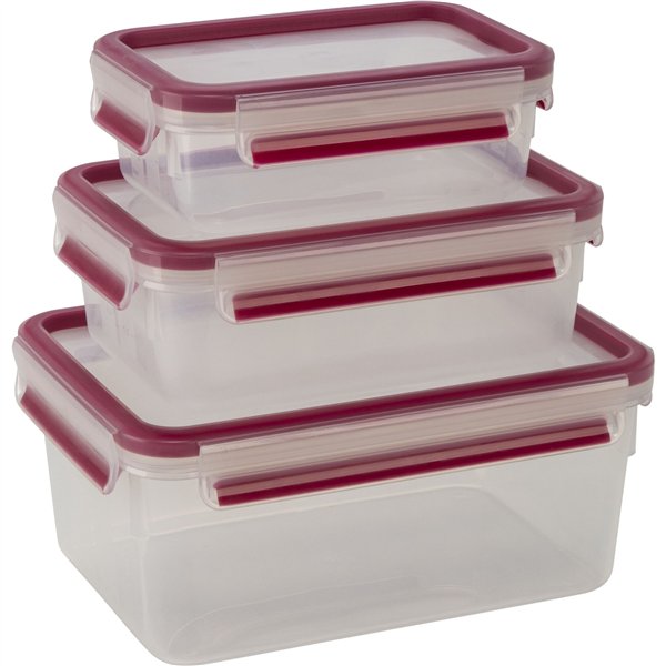 Emsa Clip&Close 515584 transp./himbeere  3-tlg.