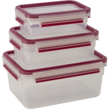 Emsa Clip&Close 515584 transp./himbeere  3-tlg.