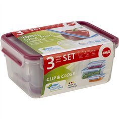 Emsa Clip&Close 515584 transp./himbeere  3-tlg. 2
