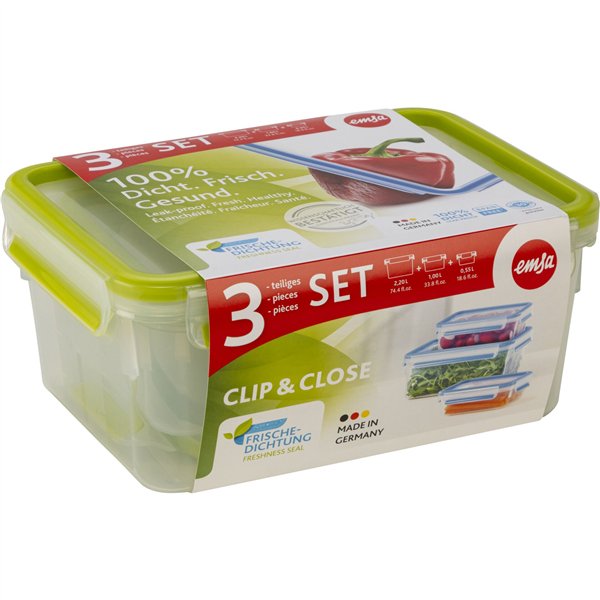 Emsa Clip&Close 515585 transp./grün 3-tlg.