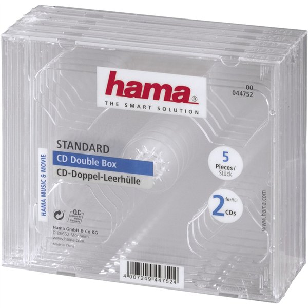 Hama CD-Double-Box confez. 5 pz. trasparente Jewel-Case     44752