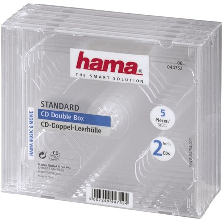 Hama CD-Double-Box confez. 5 pz. trasparente Jewel-Case     44752