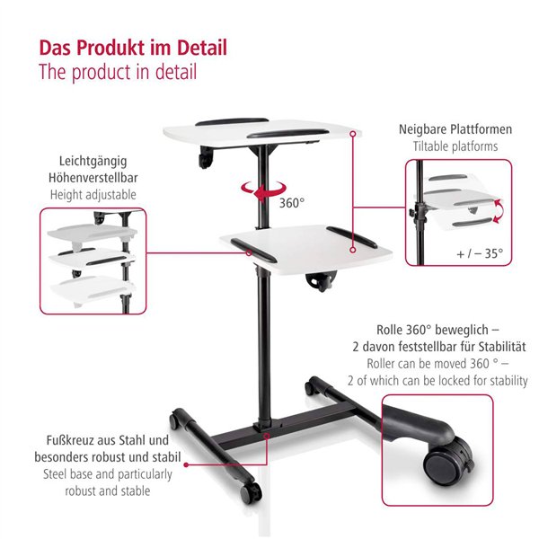 Hama tavolo da beamer con 2 ripiani                   77510