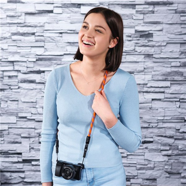 Hama cinghia per fotocamera Braid 120  arancione/blu