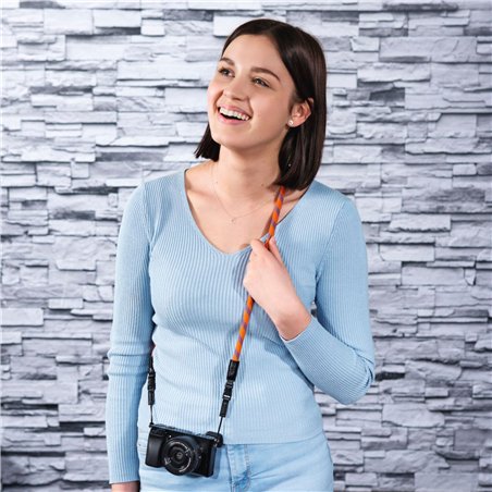 Hama cinghia per fotocamera Braid 120  arancione/blu