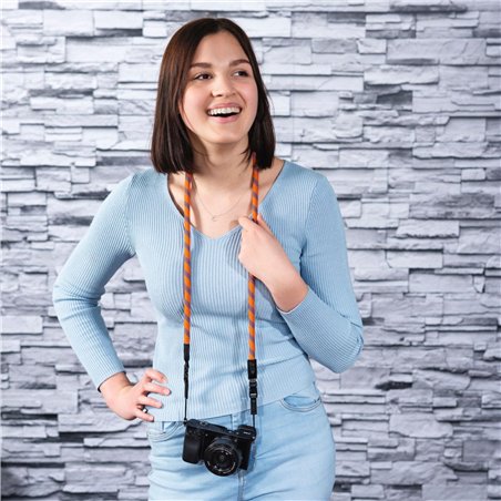 Hama cinghia per fotocamera Braid 120  arancione/blu
