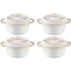 Staub Mini Cocotte Set 4-tlg. rund, Keramik, elfenbein-weiß