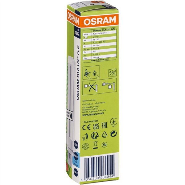 Osram DULUX D/E Energy-saving Lamp 18W/865 G24Q-3 FS1