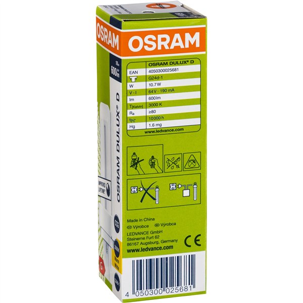 Osram DULUX D Energy-saving Lamp 10W/830 G24D-1 FS1