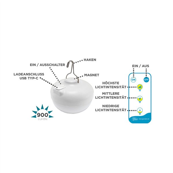 New Garden CHERRY BULB BATTERY Solar&Recharge,white,warm light