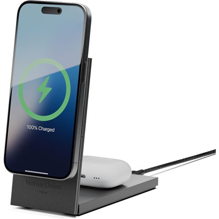 Native Union Rise 2-in-1 Qi2 Magn. Wireless Charger Black