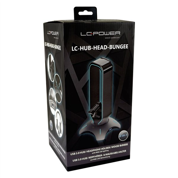 LC-Power LC-HUB-HEAD-BUNGEE USB 3.0 Hub, supporto cuffie