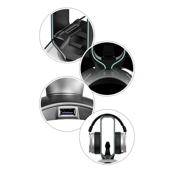 LC-Power LC-HUB-HEAD-BUNGEE USB 3.0 Hub, supporto cuffie