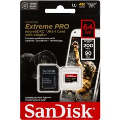 SanDisk microSDXC           64GB Extreme Pro A2 C10 V30 UHS-I U3
