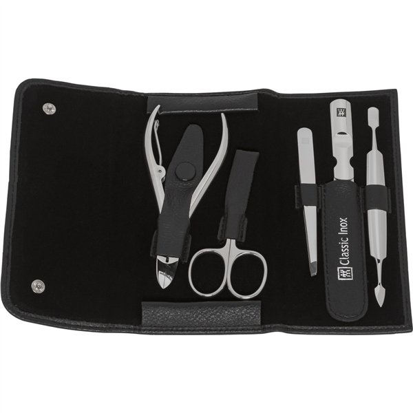 Zwilling set manicure pedicure 5 pz. con pinza unghie, pelle