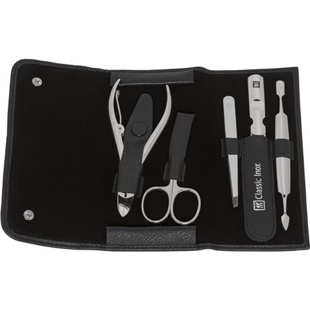Zwilling set manicure pedicure 5 pz. con pinza unghie, pelle