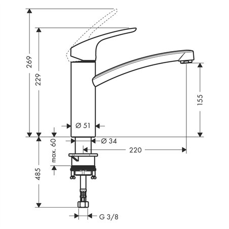 Hansgrohe Focus M41 miscelatore cucina monocoman. 160 1jet cromo