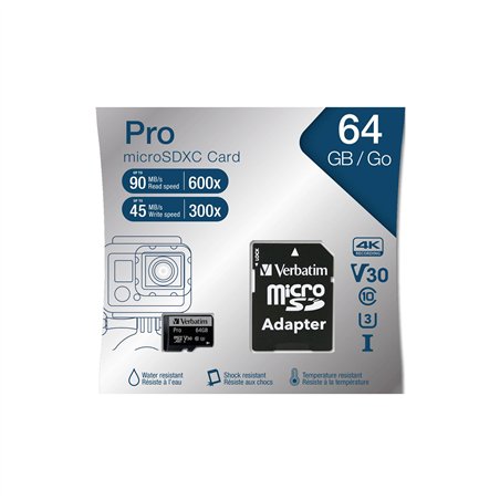 Verbatim microSDXC Pro      64GB Class 10 UHS-I incl adatt.