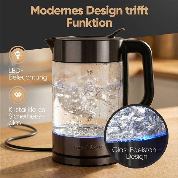 Proficook PC-WKS 1322 G darkinox LED  1,7L