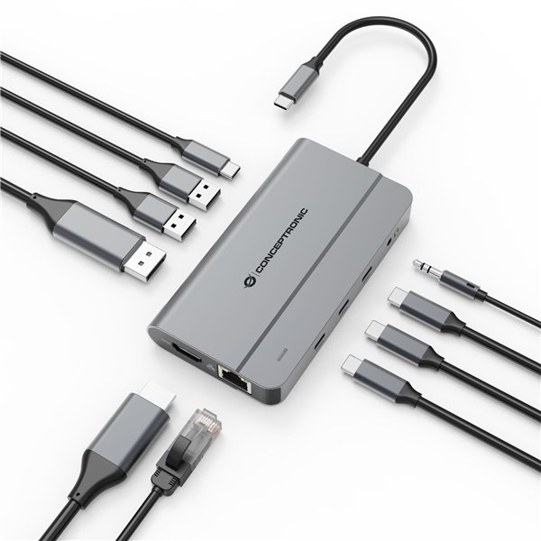 Conceptronic DONN34G 10-in-1 Dockingstation 4K 60Hz 8K 30Hz
