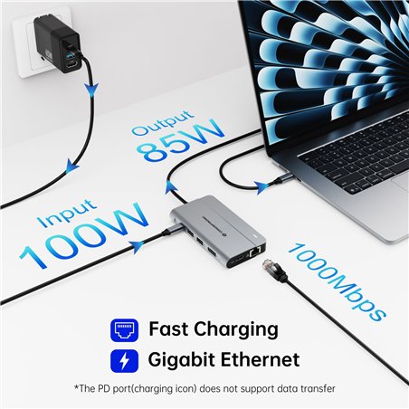 Conceptronic DONN34G 10-in-1 Dockingstation 4K 60Hz 8K 30Hz