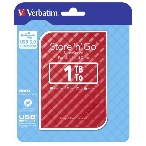 Verbatim Store n Go 2,5      1TB USB 3.0 rosso Gen 2       53203