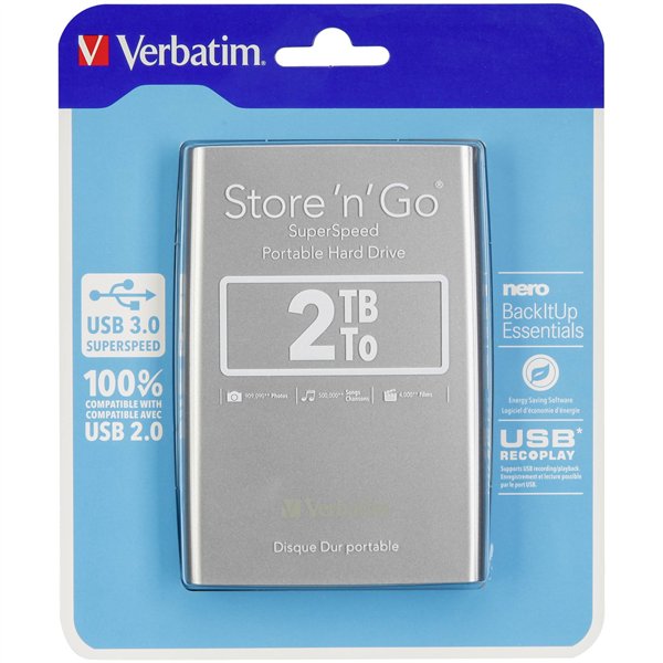 Verbatim Store n Go 2,5      2TB USB 3.0 argento            53189