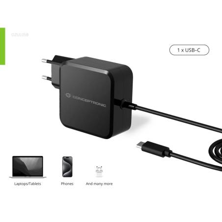 Conceptronic OZUL05BE 100W USB-C aliment.