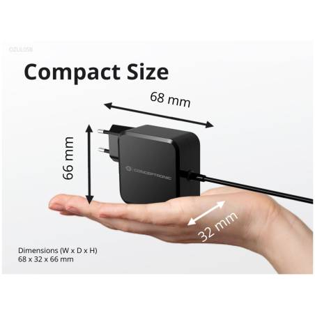 Conceptronic OZUL05BE 100W USB-C aliment.