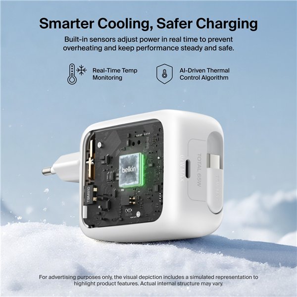 Belkin BOOST Charge Pro 67W Dual GaN einziehb.Kabel ws WCH022kqWH