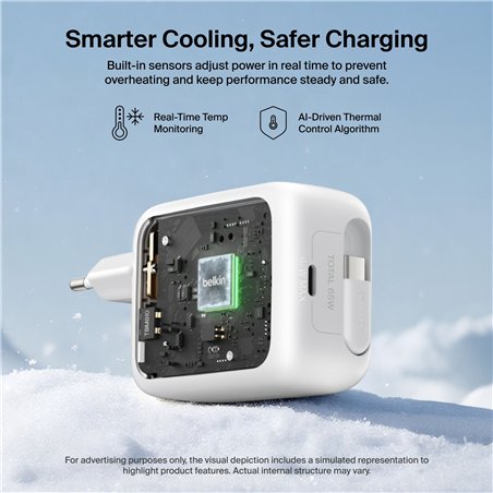 Belkin BOOST Charge Pro 67W Dual GaN einziehb.Kabel ws WCH022kqWH