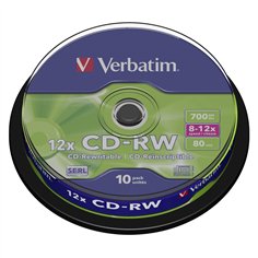 1x10 Verbatim CD-RW 80 / 700MB 10x Speed, Spindel
