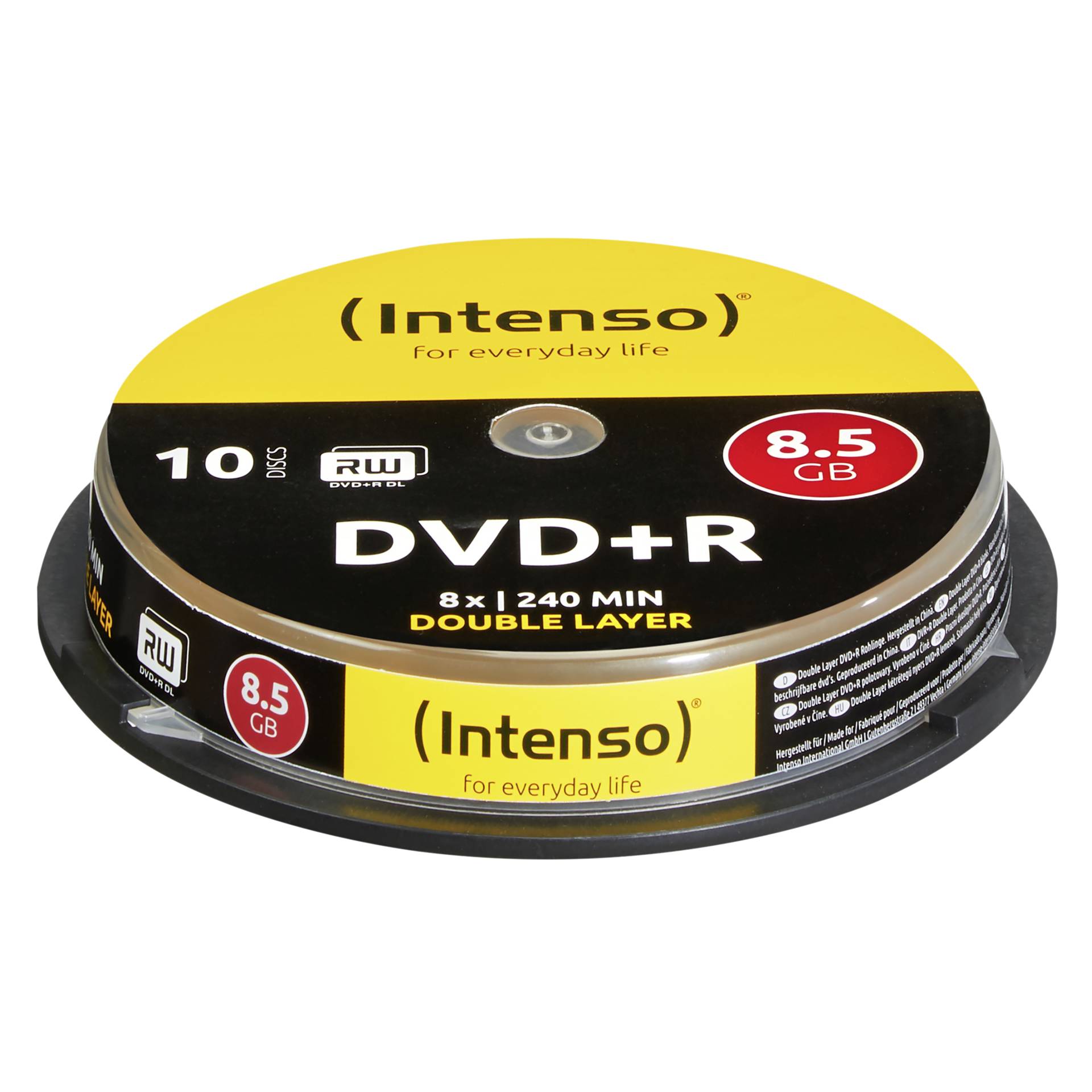 1x10 Intenso DVD+R 8,5GB 8x Speed, Double Layer Cakebox