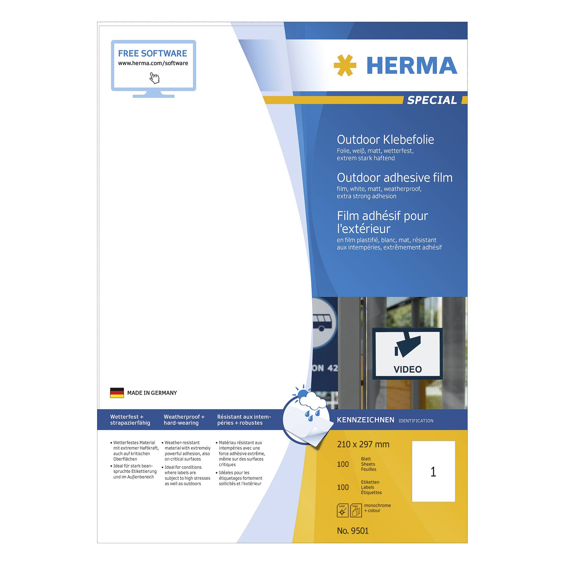 Herma etich. bianche 210X297 50 f. DIN A4 50 pezzi 9501