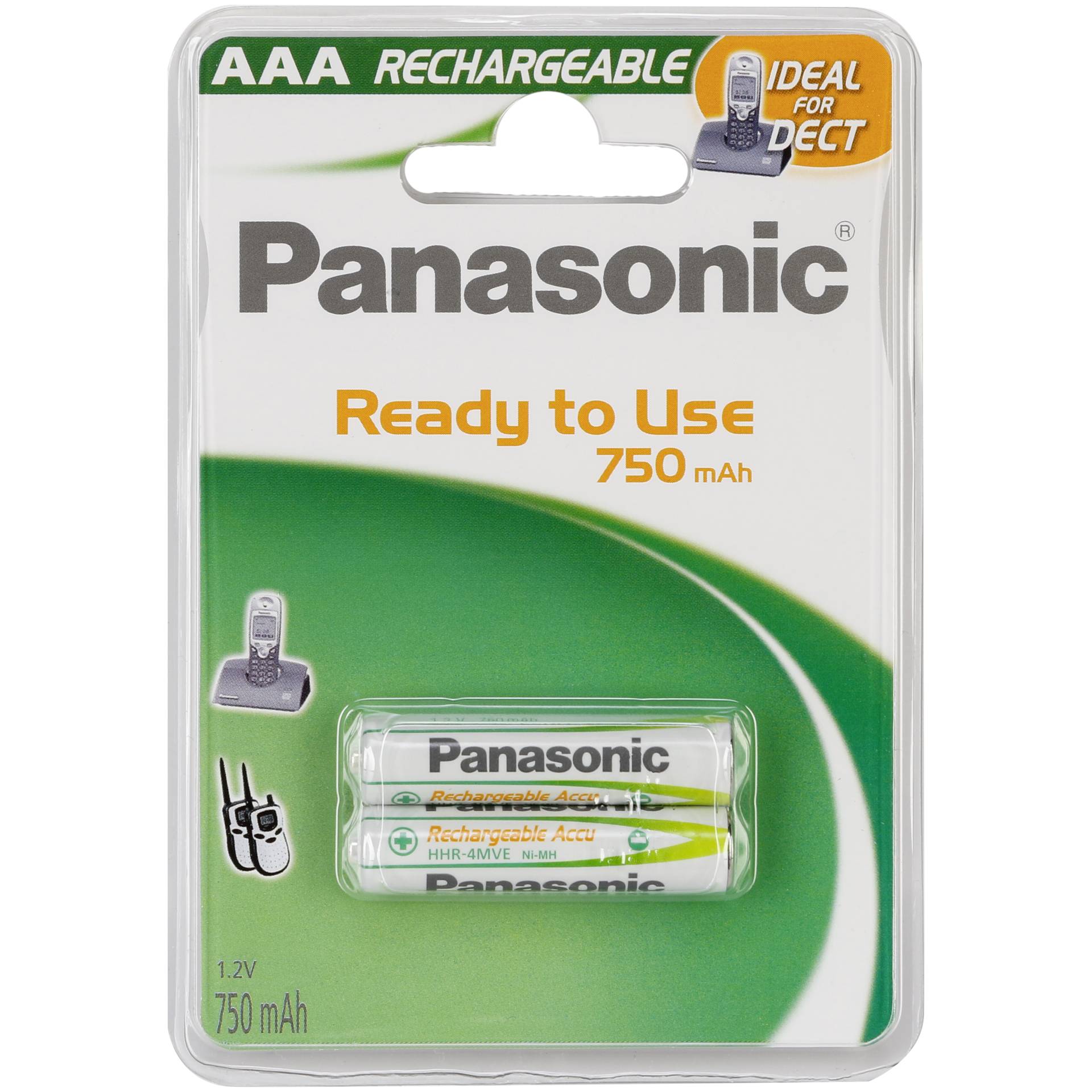 1x2 Panasonic Akku NiMH Micro AAA 750 mAh Ready to Use DECT