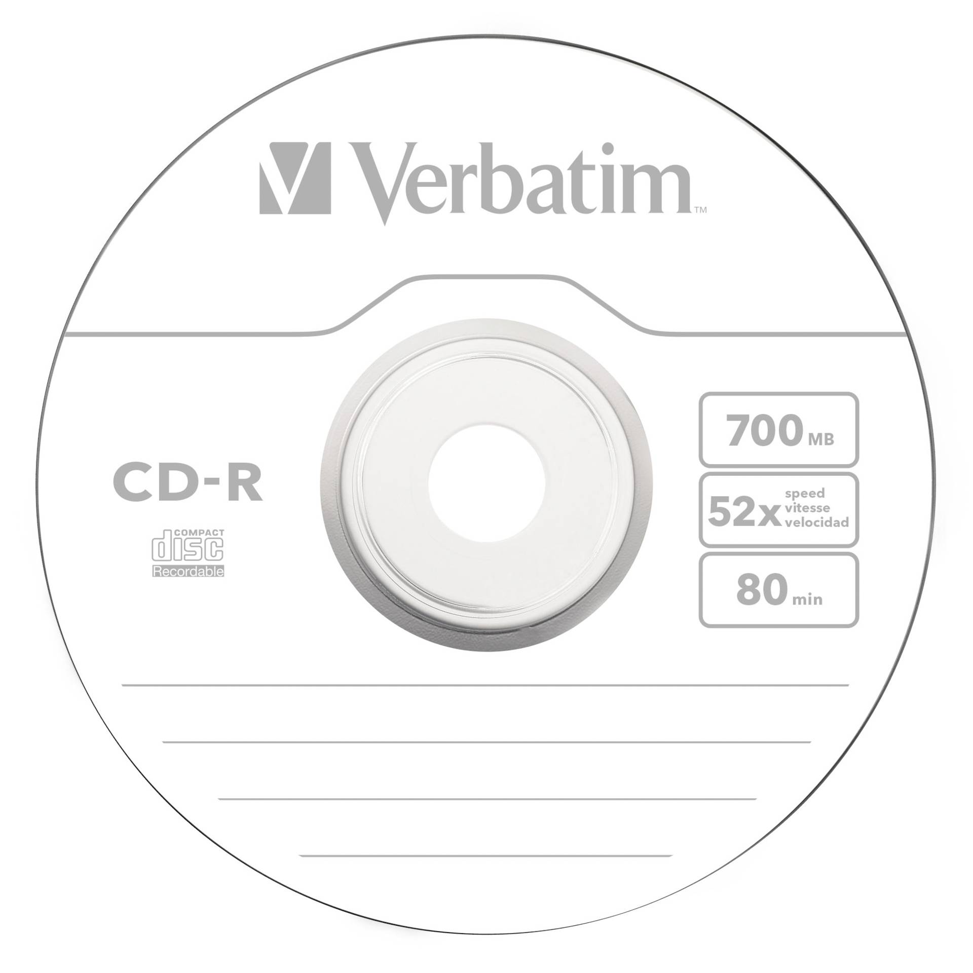 1x10 Verbatim CD-R 80 700MB 52x Data Life Slim custodia