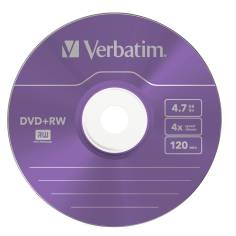 1x5 Verbatim DVD+RW 4,7GB 4x Speed Colour Surface Slimcase 2