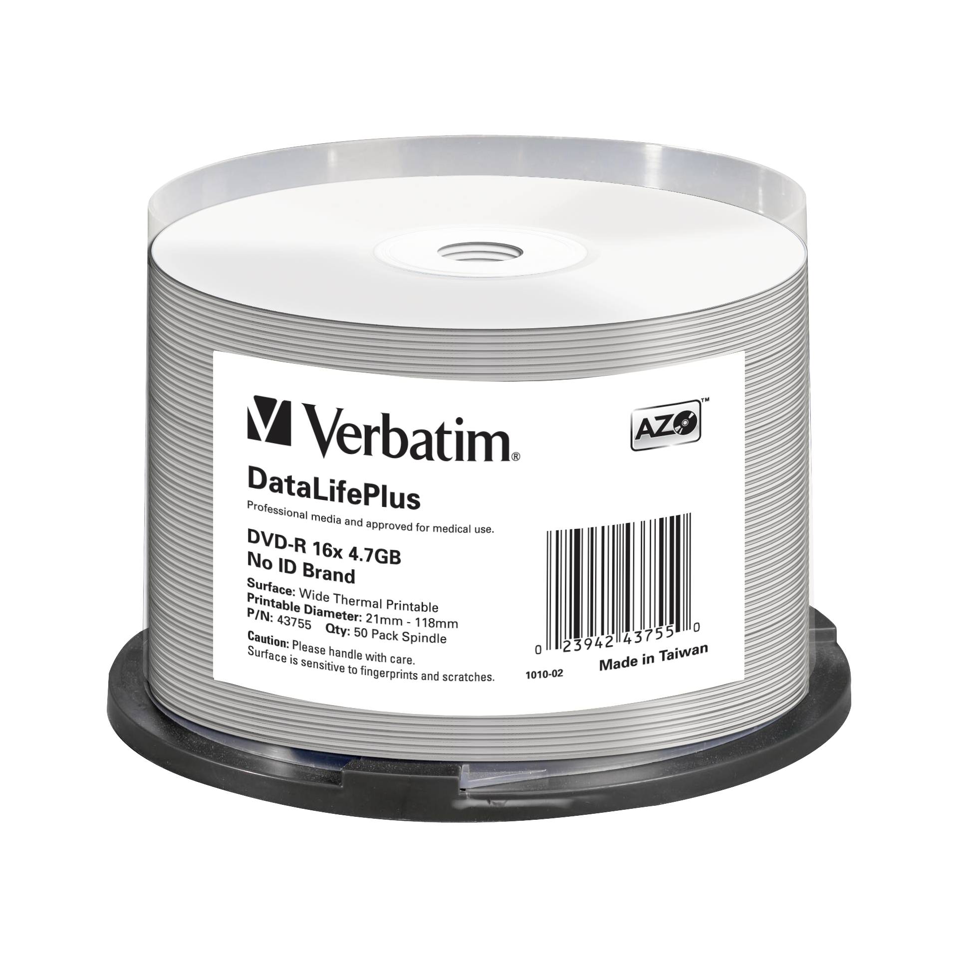 1x50 Verbatim DVD-R 4,7GB 16x bianco wide printable NON-ID