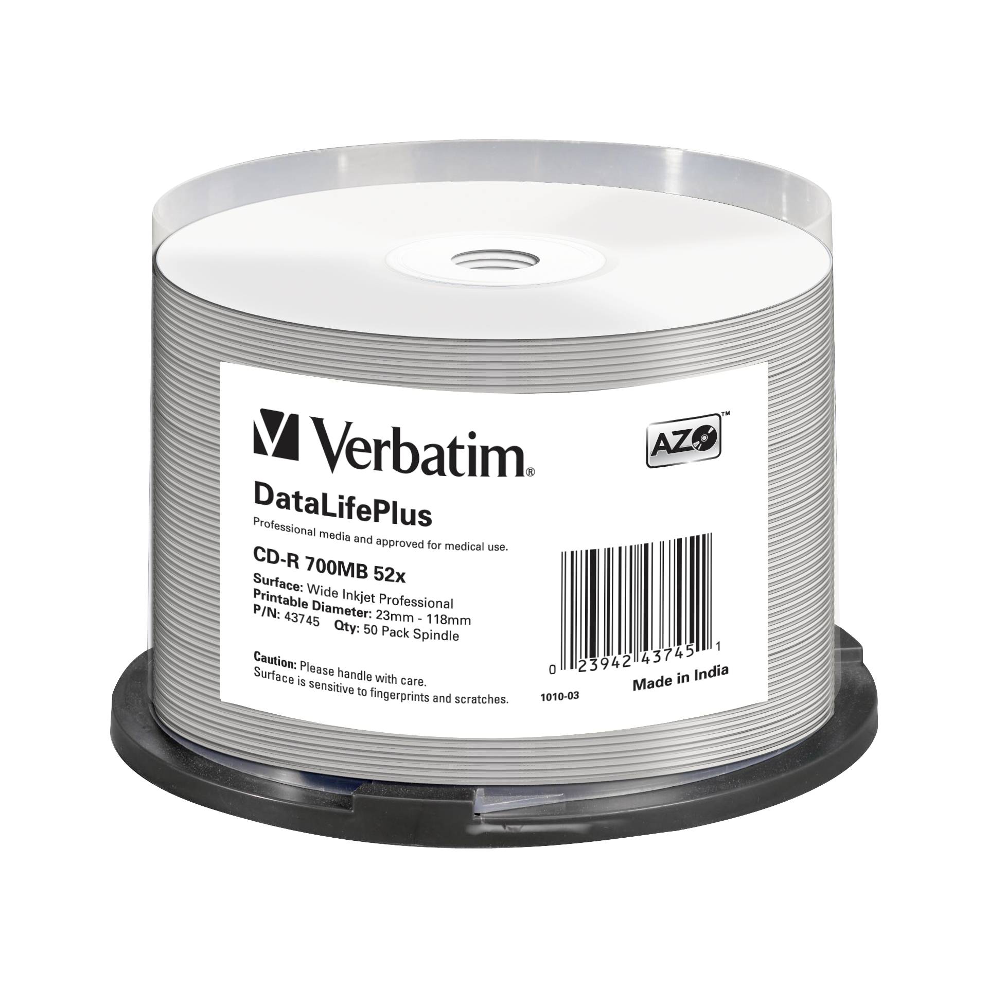 1x50 Verbatim CD-R 80 / 700MB 52x bianco wide printable NON-