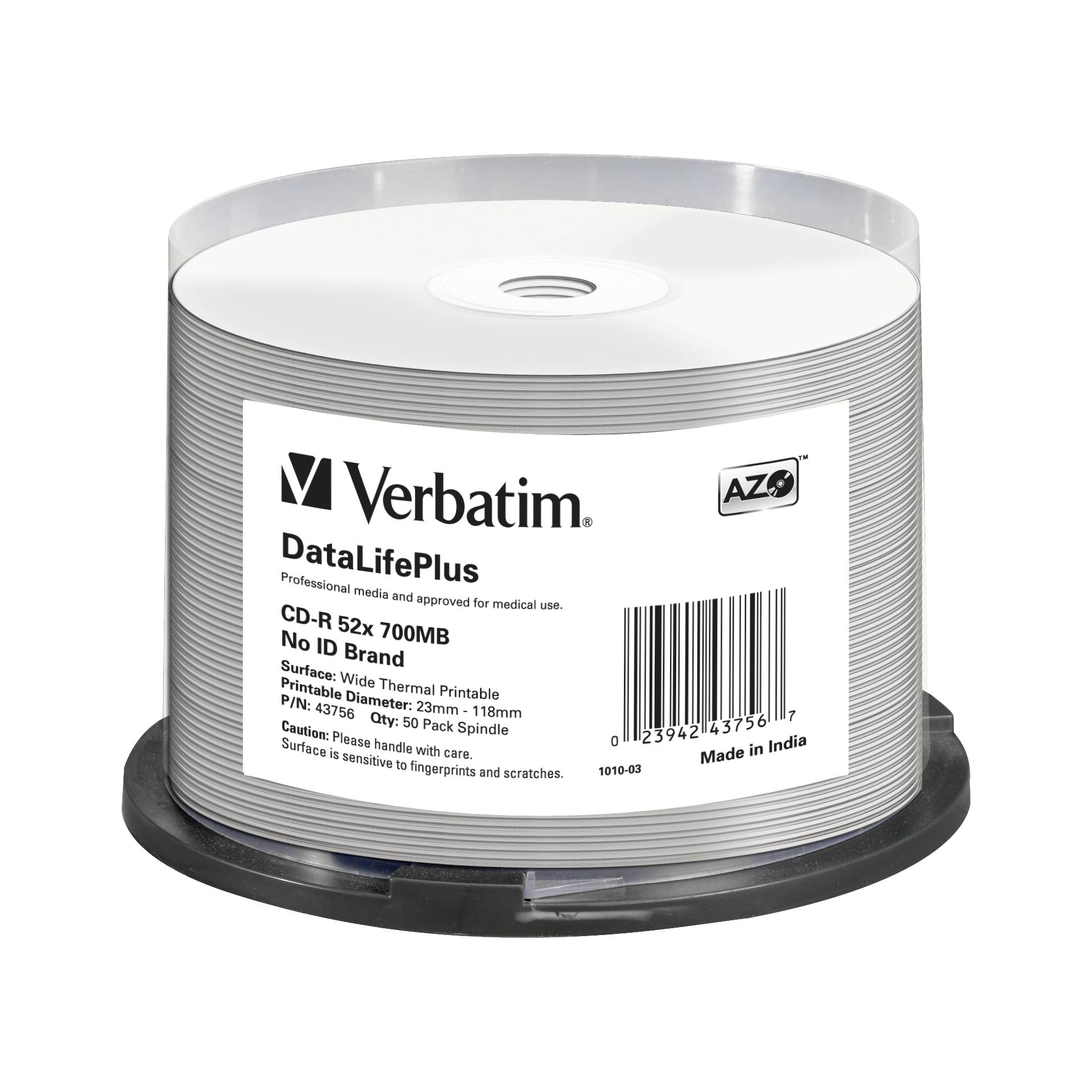 1x50 Verbatim CD-R 80 / 700MB 52x bianc.wide thermal printab