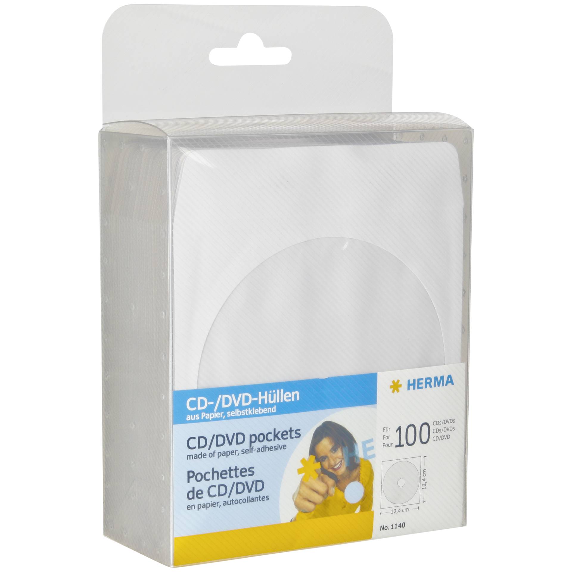 Herma CD/DVD custodia 124x124 bianca 100 pz. autoadesivo 114
