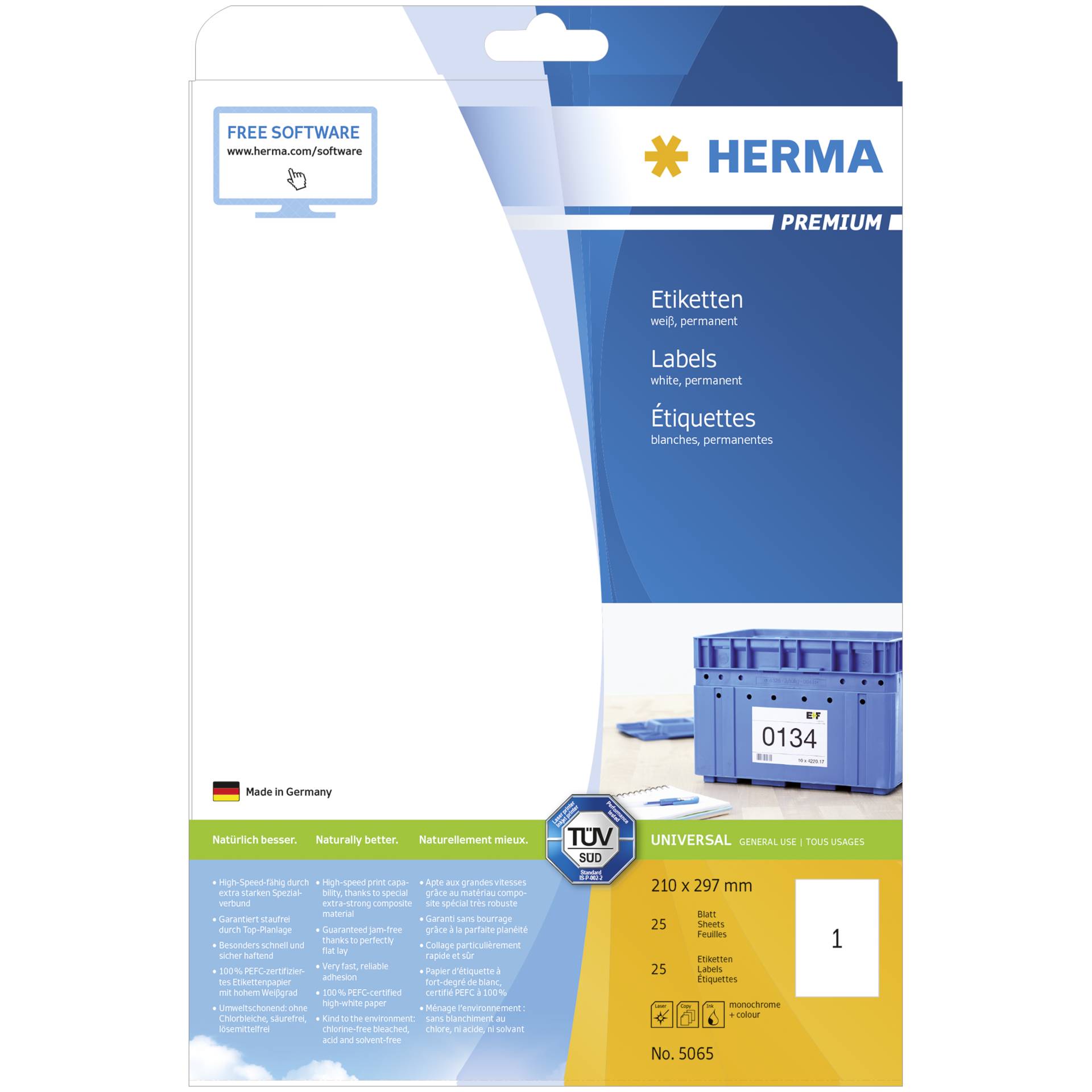 Herma Prem. etichette b. 210X297 25 fogli DIN A4 25 pezzi 50