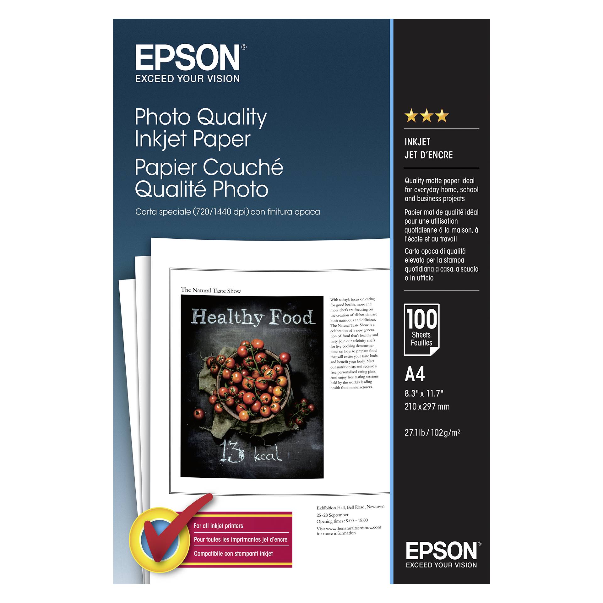 Epson Photo Quality Inkjet Paper A 4, 100 fogli, 104 g   S 0