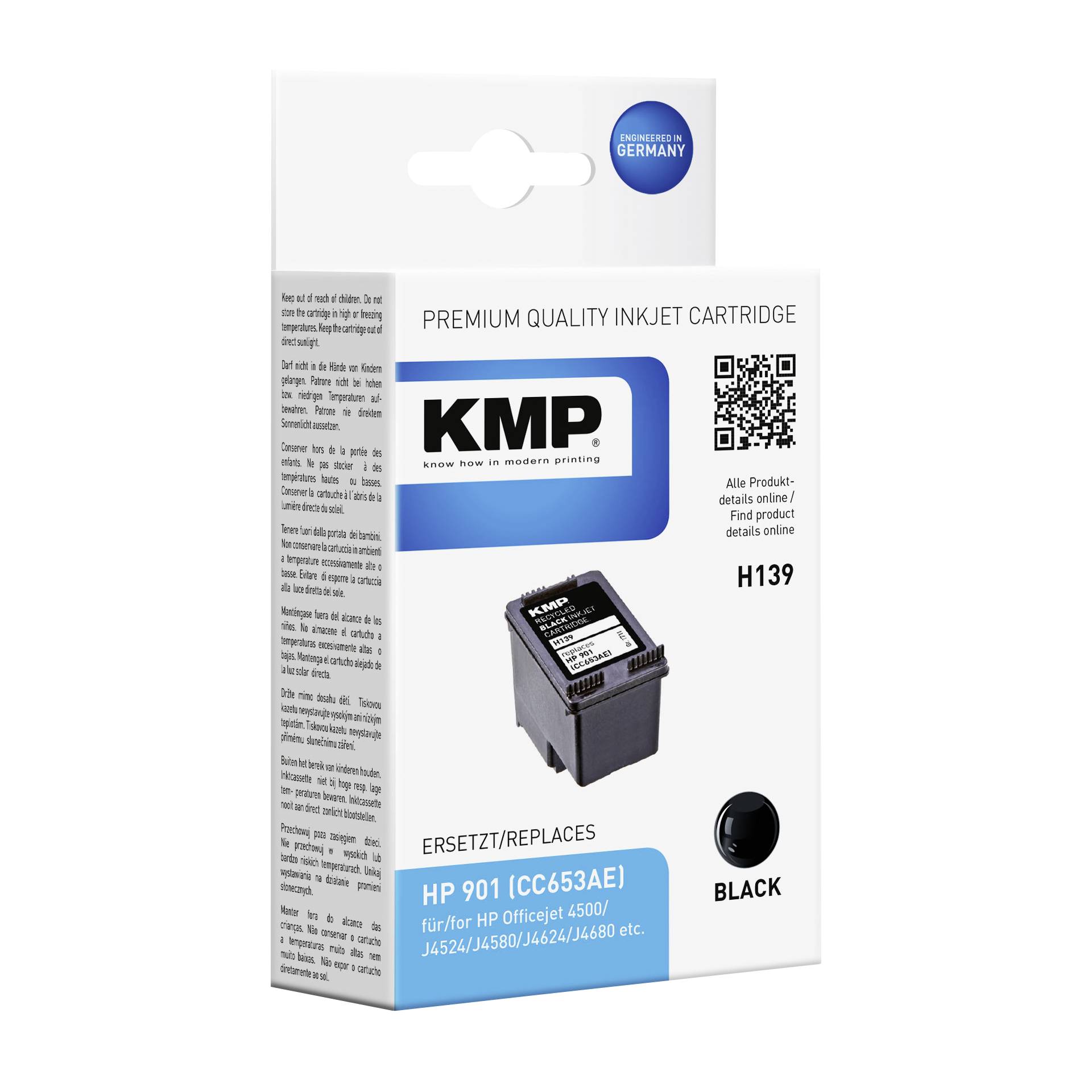 KMP H139 cartuccia nero compatibile con HP CC 653 AE