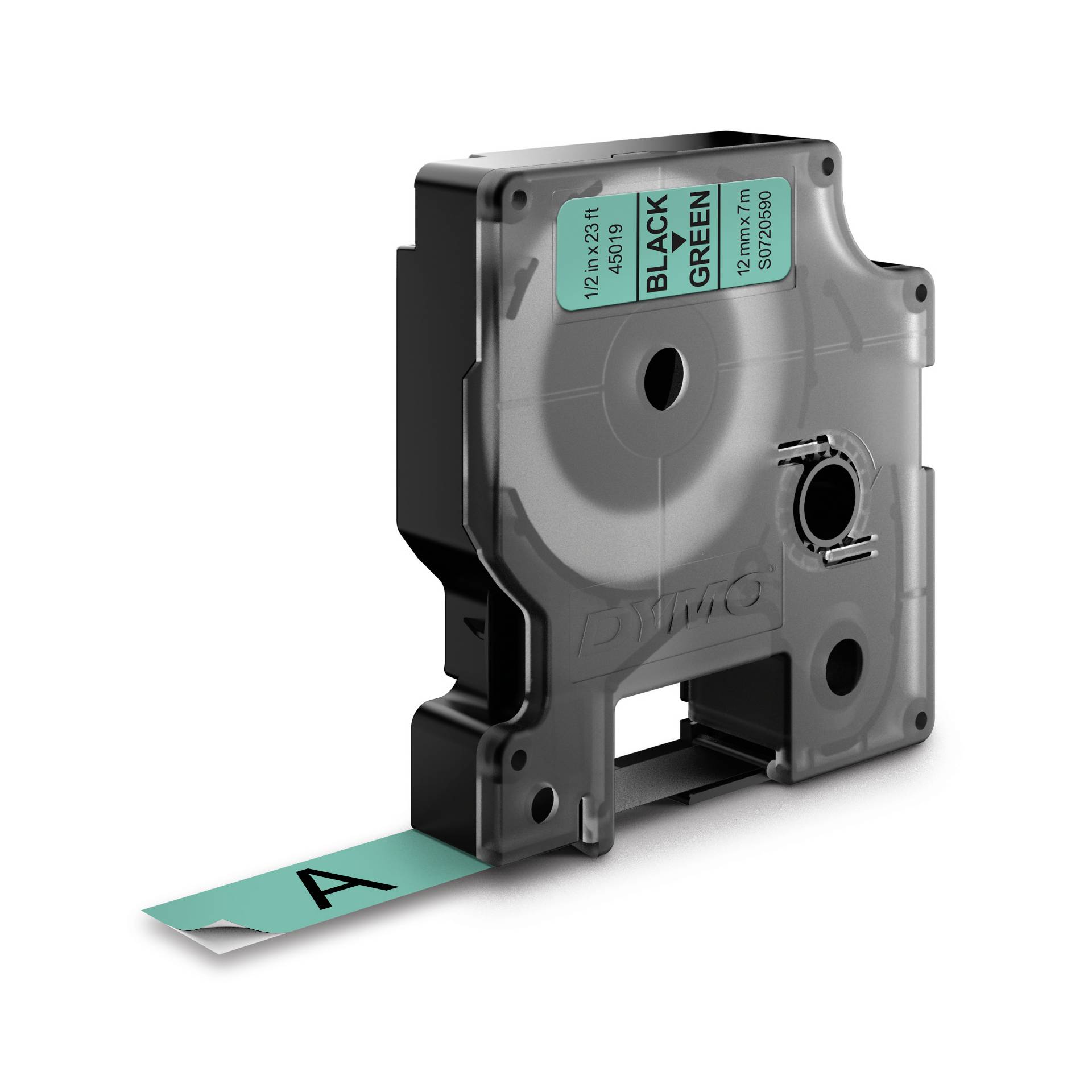 Dymo D1 nastro      12 mm x 7 m nero    su  verde          4 2