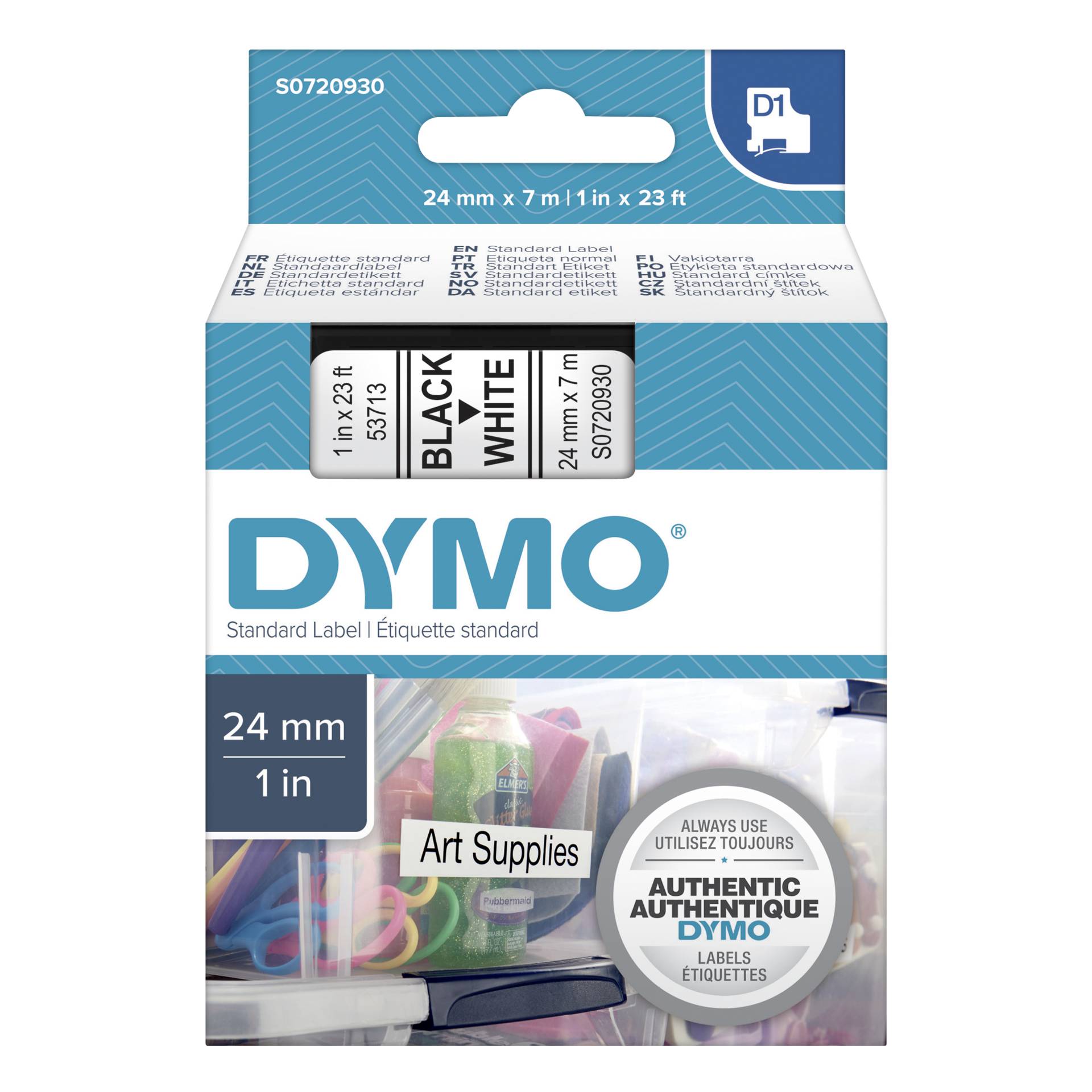 Dymo D1 nastro      24 mm x 7 m nero    su  bianco         5