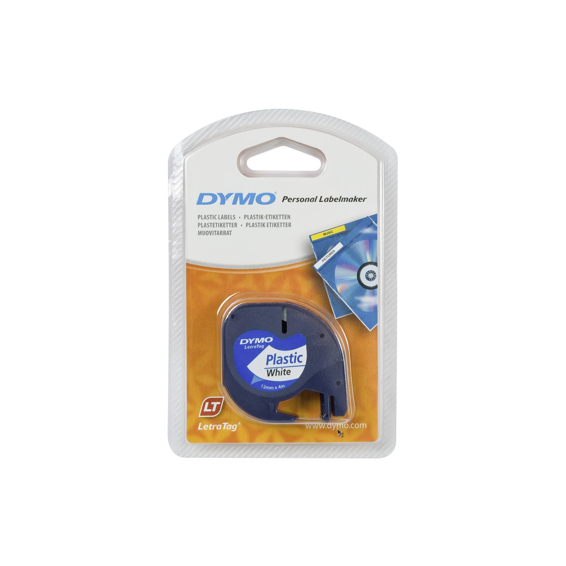 Dymo Letratag nastro plastica bianco 12 mm x 4 m         912