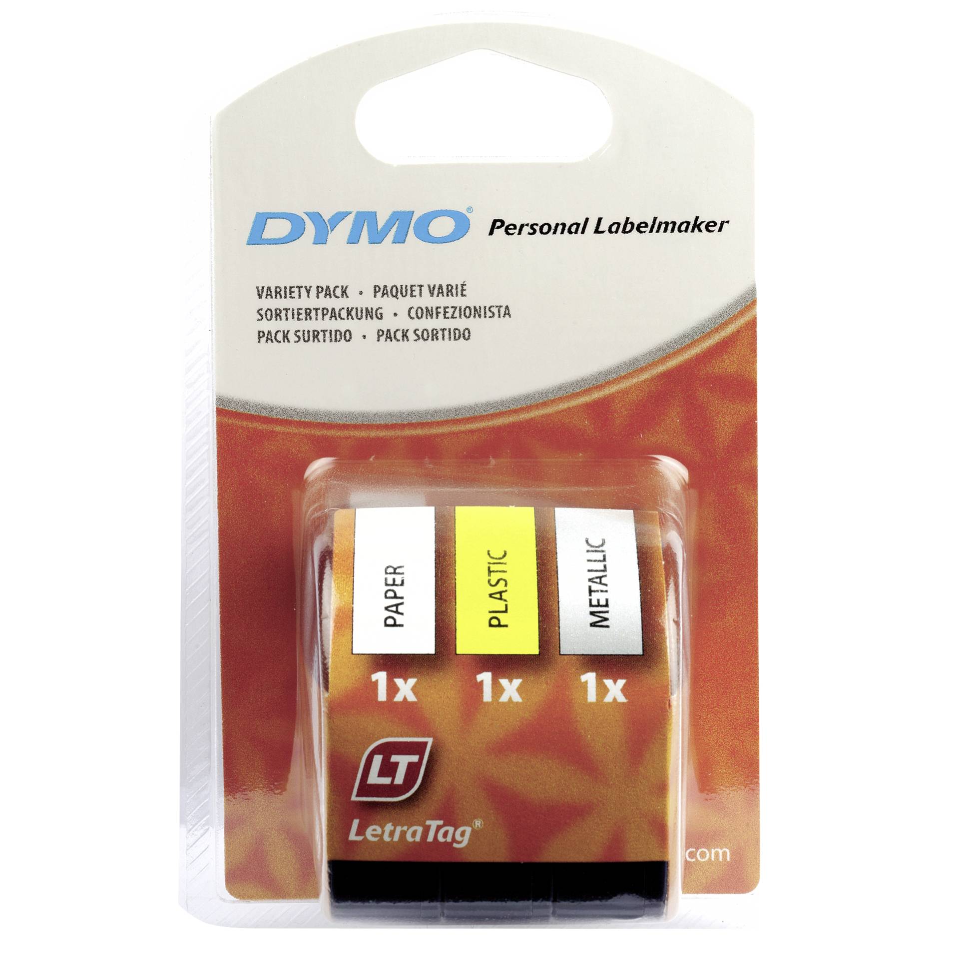 Dymo Letratag assortito carta/plast. giallo, metall.arg.