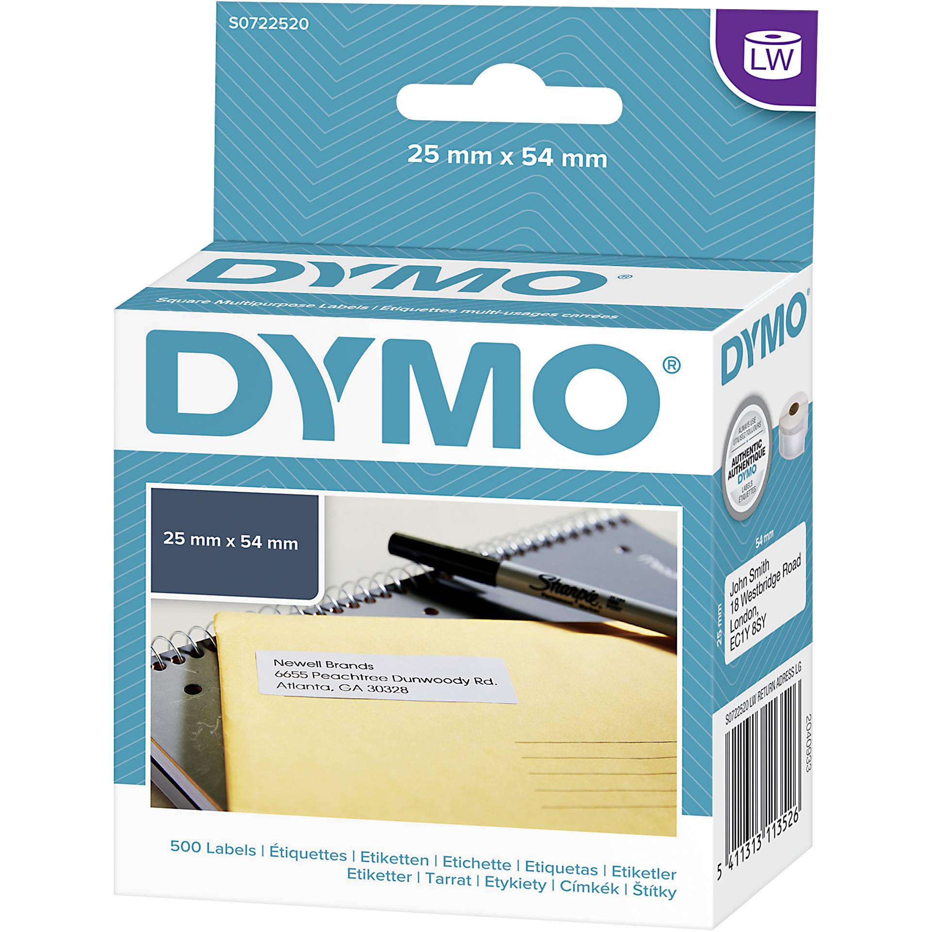 Dymo Large Return Address Labels 25 x 54 mm bianco 500 pz.