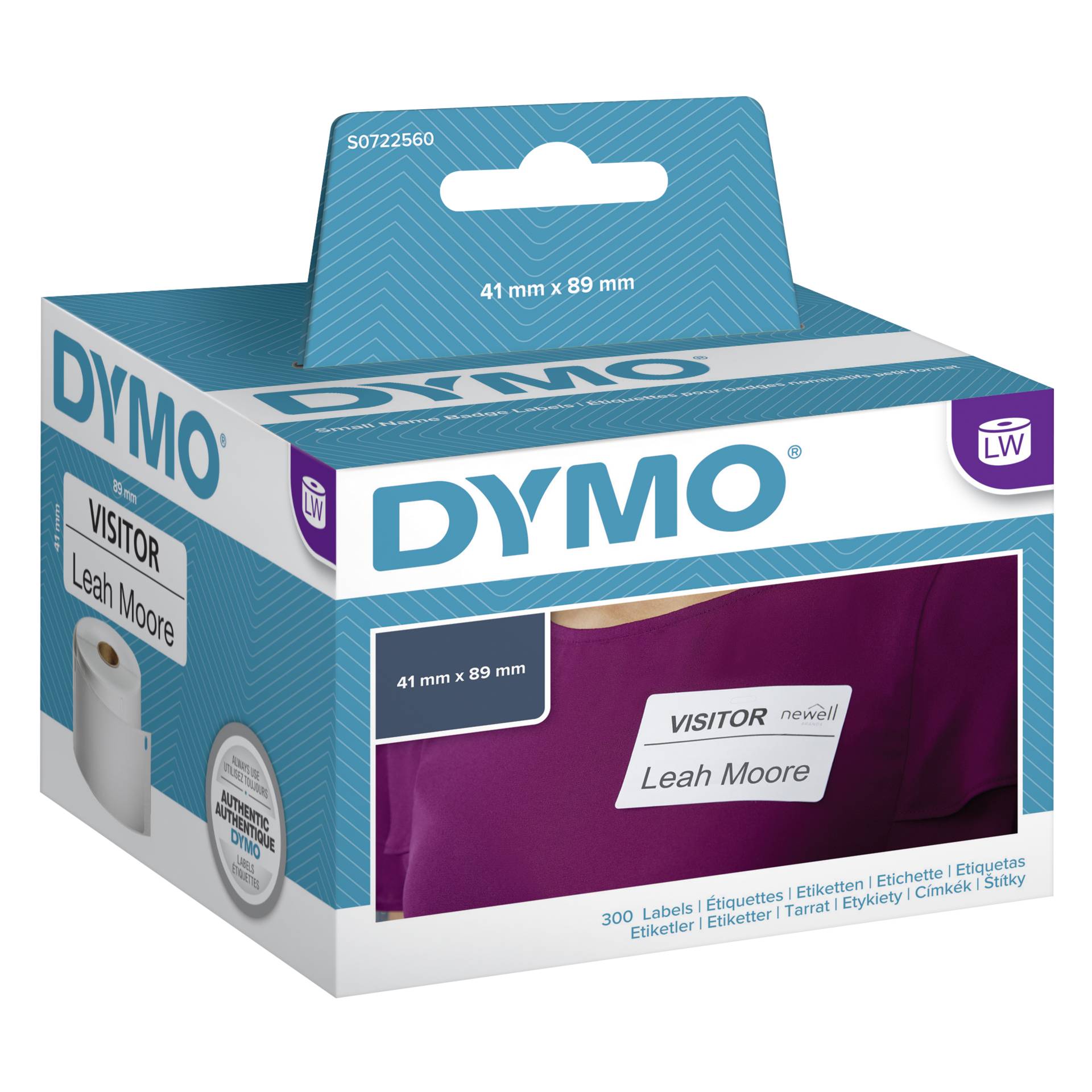 Dymo Removable White name badge 41 x 89 mm bianco 300 pz.  1